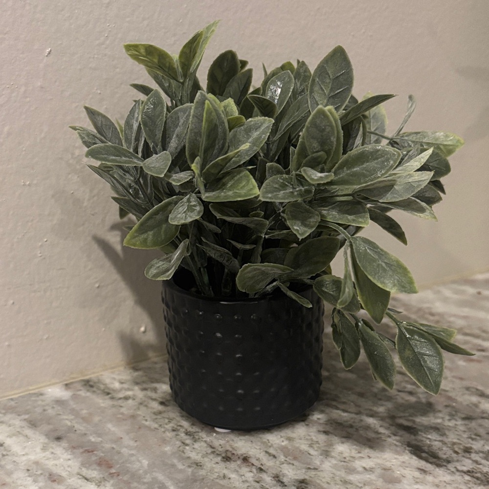 Green Artificial Potted Plant in Black Textured Pot - Home Accents
